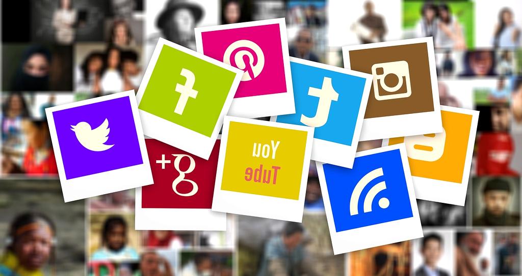 Modern workspace with social media analytics and AI technology
